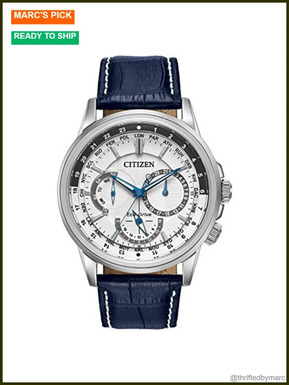 Eco-Drive Chronograph Watch with Day/Date, Luminous Hands, 100m Water Resistant
